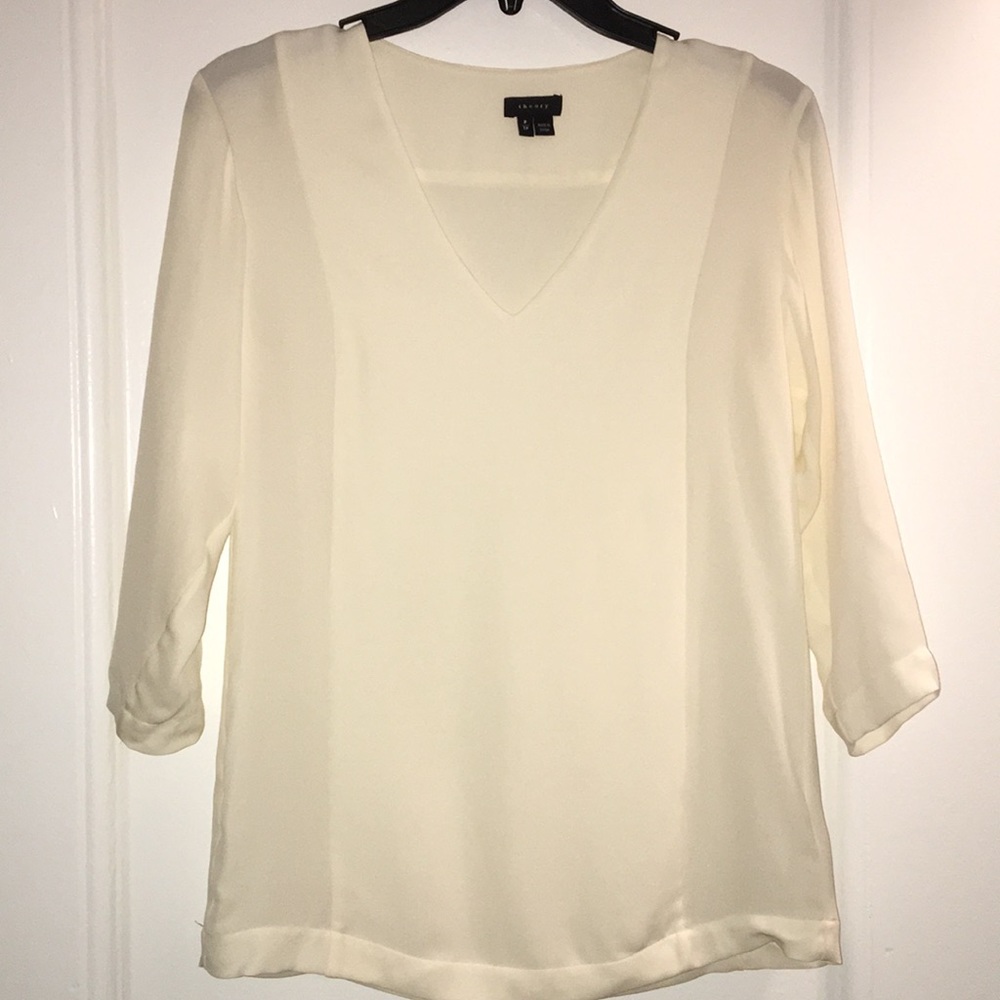 Theory cream silk blouse
